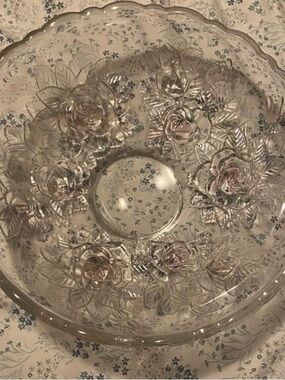 home beautiful big glass dish with pink roses